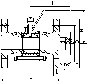 dimantions of full port three pieces flanged ball valve
