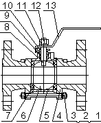 Main parts code of full port three pieces flanged ball valve