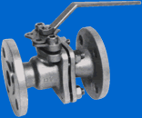 photograph of full port three pieces flanged ball valve