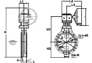 construction dimension of butterfly valve BV6000 series flanged butterfly valve